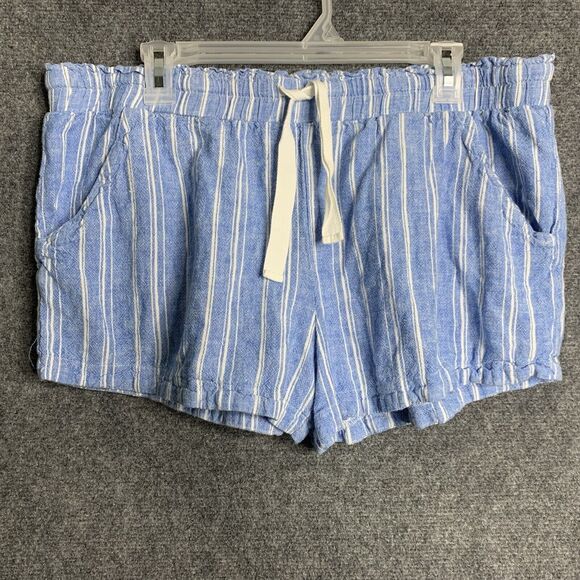 Mason & Belle Pants - Blue Striped High Waist Women Shorts